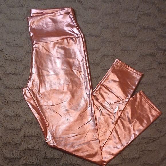 Unknown Pants - Shiny Barbie Pink Metallic Leggings - Medium